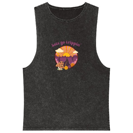 Road Trippin Cool Retro Vintage Road Trip Mineral Wash Tank Tops