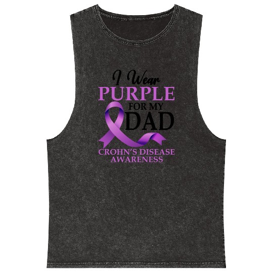 I Wear Purple For My Dad Crohn's Disease Mineral Wash Tank Tops