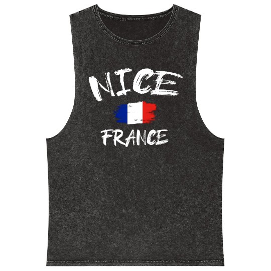 Nice France Souvenir Franã§Ais Country Flag Brushe Mineral Wash Tank Tops