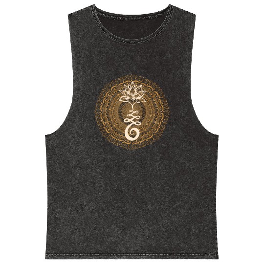 Unalome Dala Lotus Yoga Mineral Wash Tank Tops