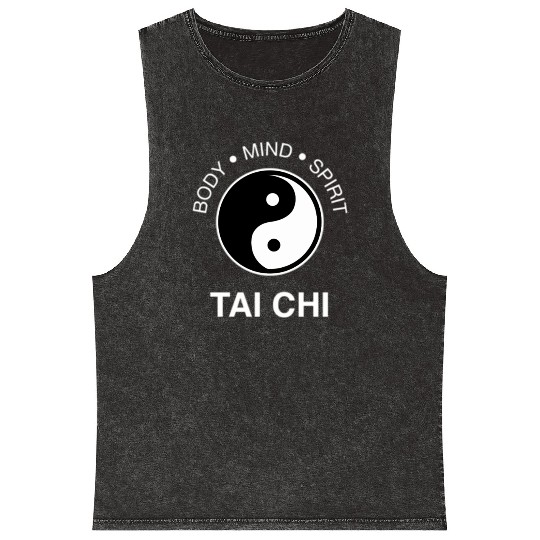 Tai Chi For Mind Body Wellness Yin Yang Mineral Wash Tank Tops