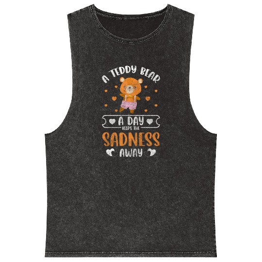 Teddy Bear Protector Bear Mineral Wash Tank Tops