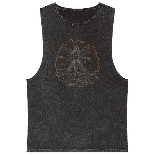 Fairy Mineral Wash Tank Tops, Fairycore Fairy Forest Trees Grunge