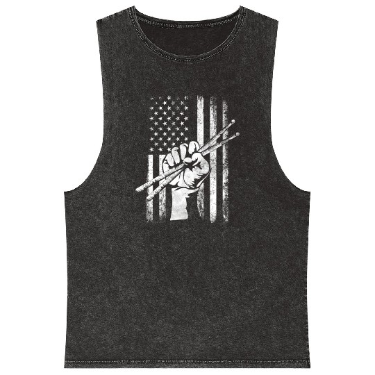 Patriotic Drummer Us Flag Drumsticks Percussion Dr Mineral Wash Tank Tops