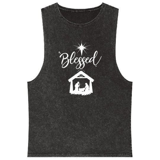 Christian Blessed Jesus Nativity Scene Faith Mineral Wash Tank Tops