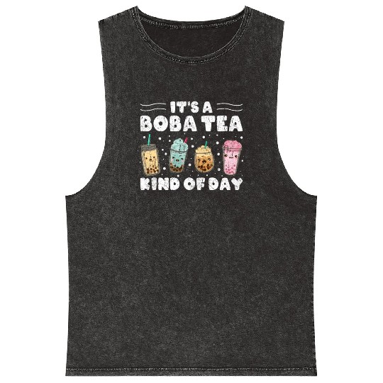 It´s A Boba Tea Kind Of Day Kawaii Bubble Tea Mineral Wash Tank Tops