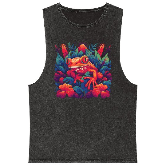 Wild Poison Frog Goth Goblincore Fairycore Gothic Mineral Wash Tank Tops