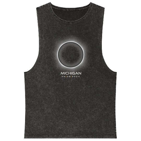 2024 Michigan Eclipse Souvenir Memento April 8 Mineral Wash Tank Tops