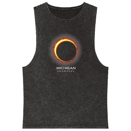 2024 Michigan Eclipse Memento Souvenir April 8 Mineral Wash Tank Tops