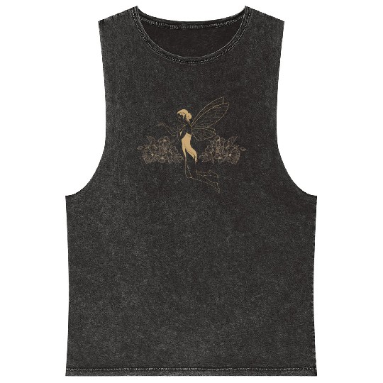 Fairy Mineral Wash Tank Tops, Fairycore Floral Fairy Grunge Mineral Wash Tank Tops,