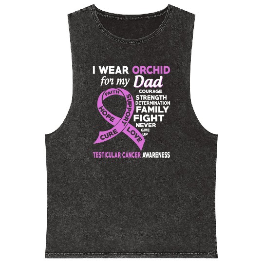 I Wear Orchid For My Dad Testicular Cancer Mineral Wash Tank Tops