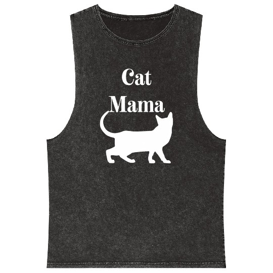 Cat Mama Feline Love Cat Lady Mineral Wash Tank Tops