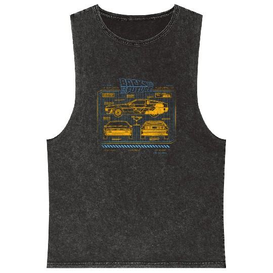Back To The Future 35Th Anniversary Delorean Mineral Wash Tank Tops