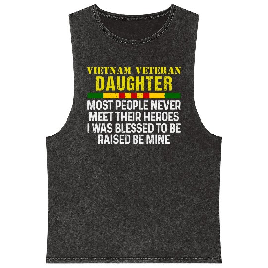 US Army Vietnam Veteran Daughter Mineral Wash Tank Tops
