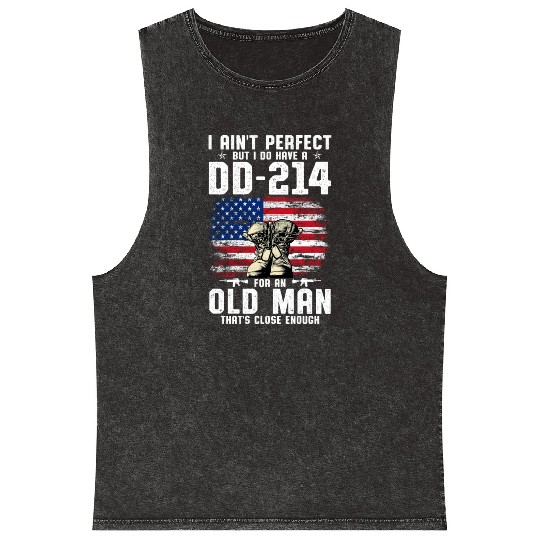 US Army DD-214 American Flag Mineral Wash Tank Tops