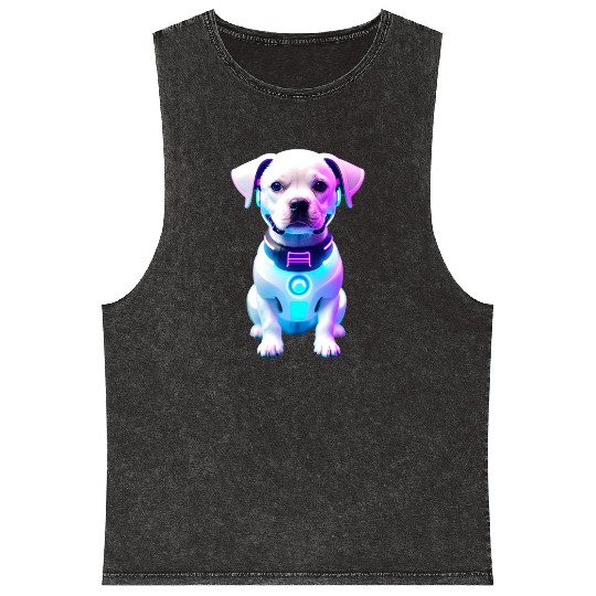 Futuristic robot dog Mineral Wash Tank Tops