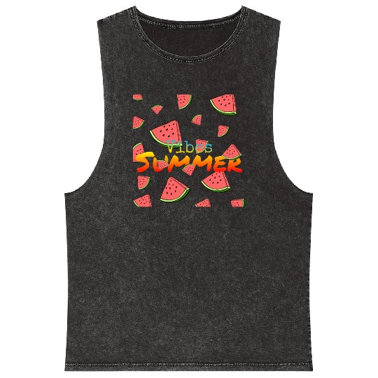 Vibes Summer ,watermelon , Summer design Mineral Wash Tank Tops