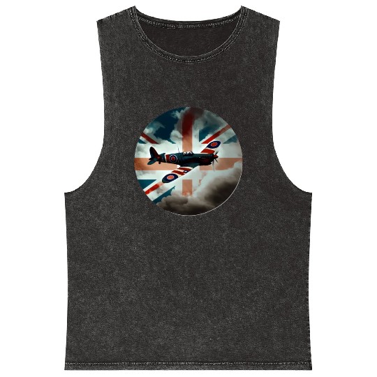 Spitfire Airplane Fighter Plane England UK Mineral Wash Tank Tops