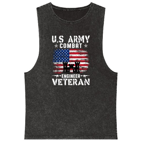 US Army Combat Engineer Veteran Mineral Wash Tank Tops