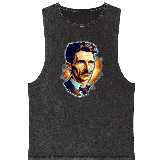 Nikola Tesla Physics Nerd Geek Natural Sciences Mineral Wash Tank Tops