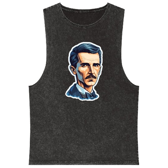 Nikola Tesla Physics Geek Nerd Mineral Wash Tank Tops
