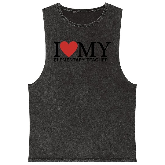 I HEART MY ELEMENTARY TEACHER Mineral Wash Tank Tops