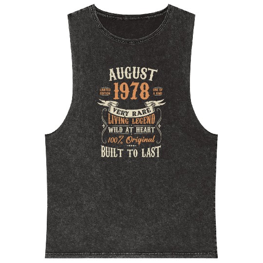August 1978 Birthday Surprise Mineral Wash Tank Tops