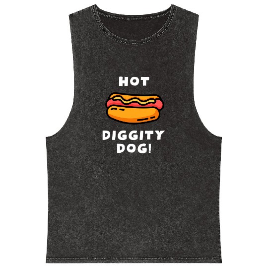 Hot Diggity Dog! Funny Toddler Hot Dog Saying Mineral Wash Tank Tops