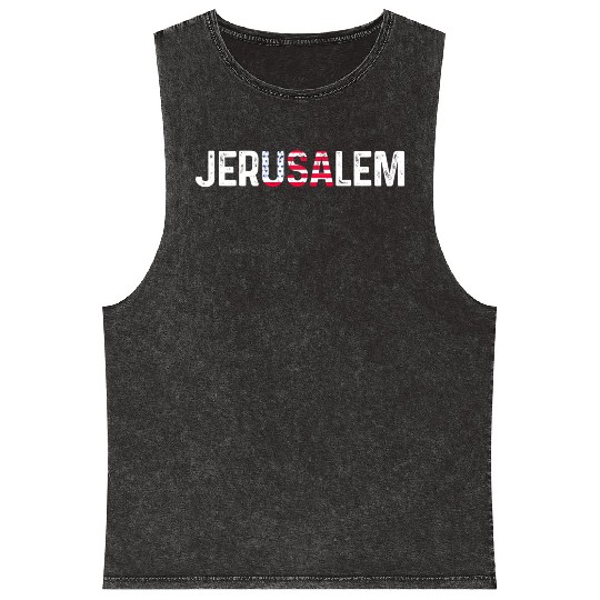 Jerusalem Usa America Flag Israel Mineral Wash Tank Tops