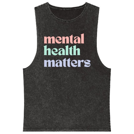 Mental Health Matters | Retro Quote Pastel Rainbow Mineral Wash Tank Tops