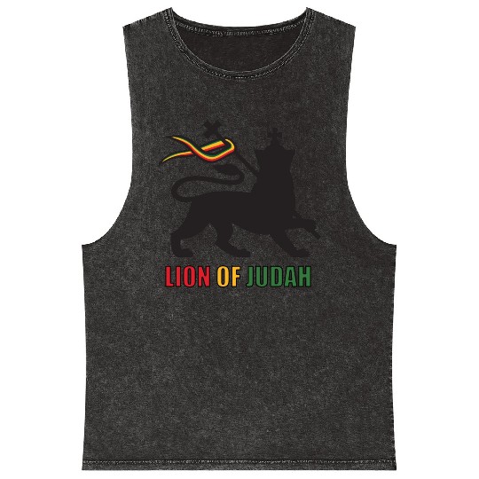 Rastafarian symbol, Lion of Judah Mineral Wash Tank Tops