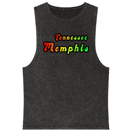 Memphis Tennessee rainbow design Mineral Wash Tank Tops