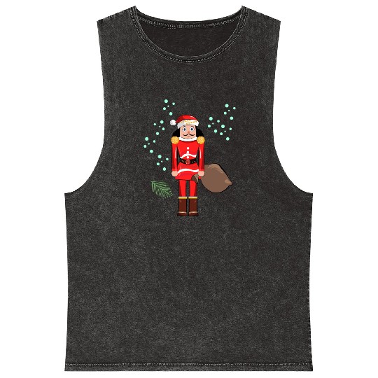 Santa Nutcracker Christmas Mineral Wash Tank Tops
