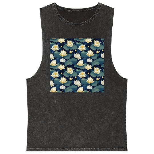Serenity Blooms: Timeless Lotus Pattern Mineral Wash Tank Tops