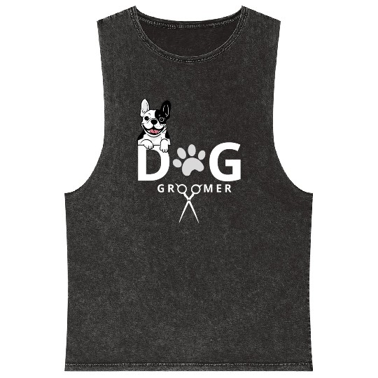 Dog Groomer Mineral Wash Tank Tops Dog Grooming Outfit