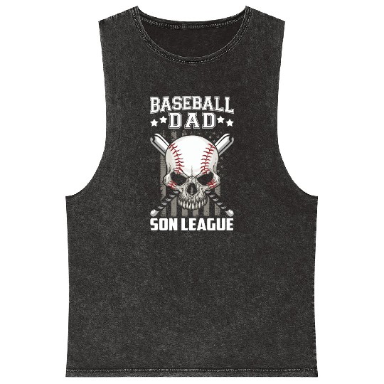Baseball Dad Son League Mineral Wash Tank Tops