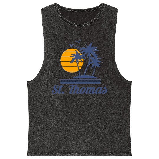 Saint St Thomas Caribbean Island Beach Mineral Wash Tank Tops