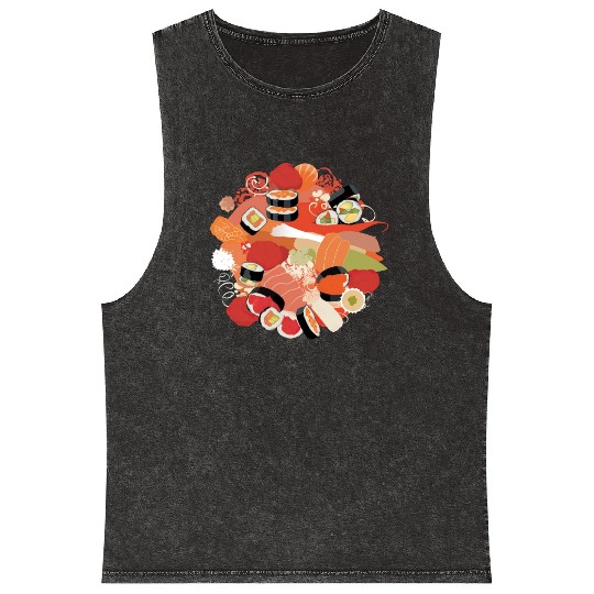 Sushi Love: Tempting Delicacies for Foodies Mineral Wash Tank Tops