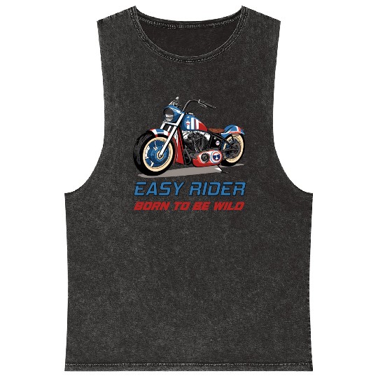 Easy Rider Motorcycle Chopper Stars and Stripes Mineral Wash Tank Tops