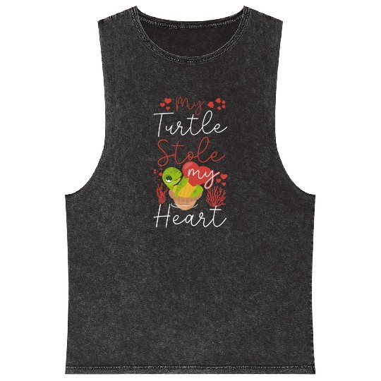 Sea Turtle Tortoise Valentines Day Mineral Wash Tank Tops