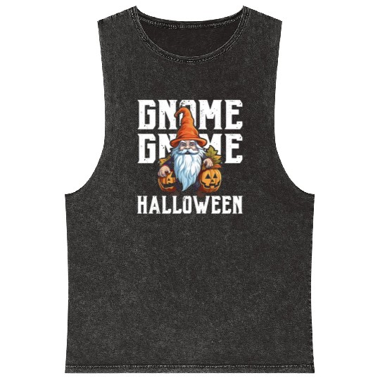 Garden Gnome Halloween Trick Or Treat Gardener Mineral Wash Tank Tops