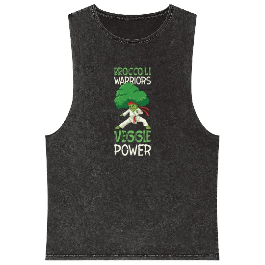 Broccoli Martial Arts Karate MMA Boxing Kicks Mineral Wash Tank Tops