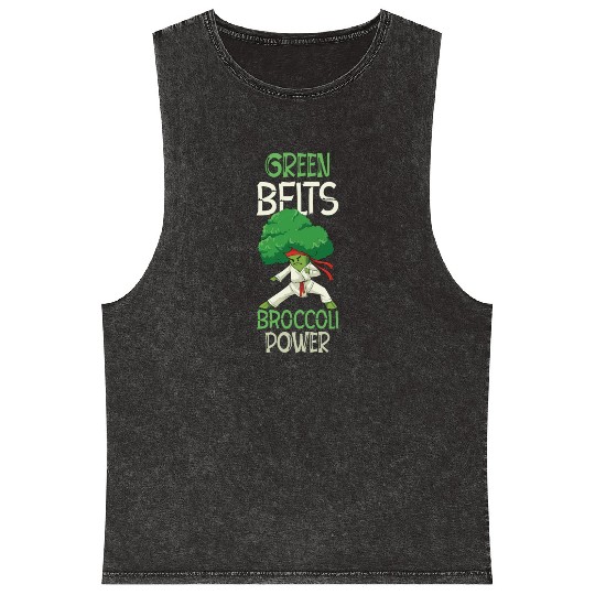 Broccoli Martial Arts Karate MMA Boxing Kicks Mineral Wash Tank Tops