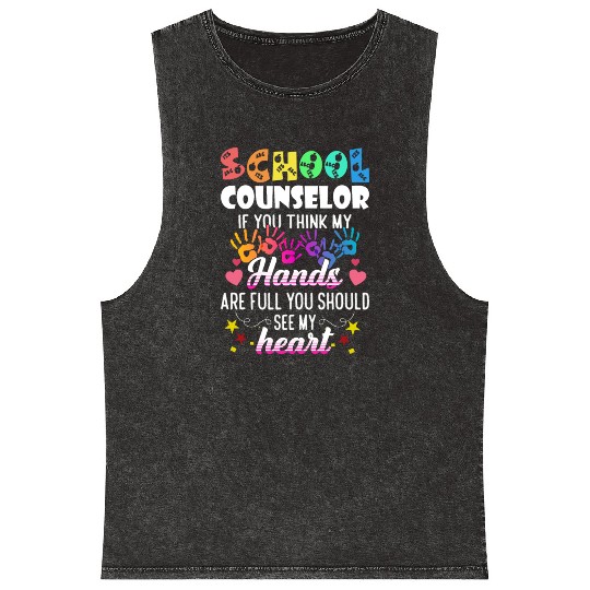 School Counselor Heart Teacher Appreciation Mineral Wash Tank Tops