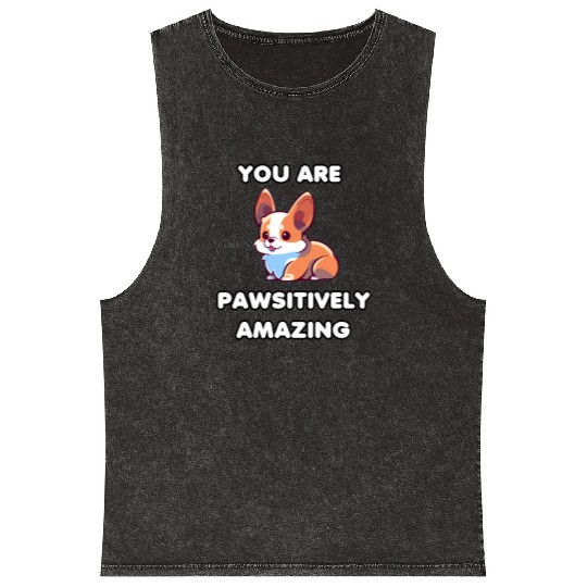 Motivational Corgi Positivity Mineral Wash Tank Tops