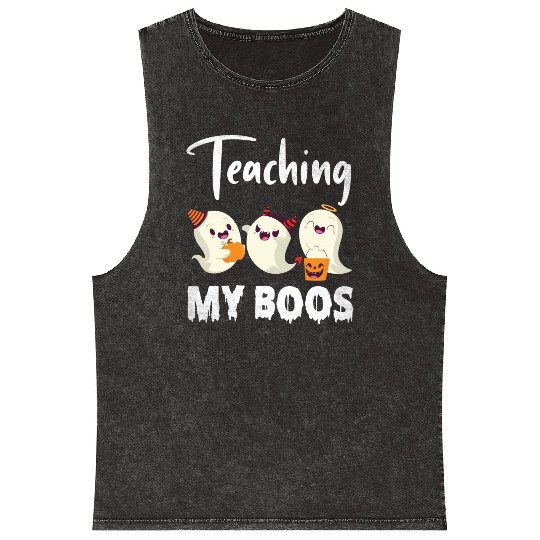 Ghosts Candy Corns Pumpkin Light Halloween Mineral Wash Tank Tops