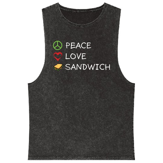 Peace Love Sandwich Hippie Sandwich Lover Mineral Wash Tank Tops