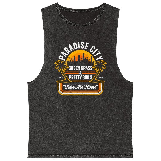 Funny 80's Classic Rock Parody: Paradise City Mineral Wash Tank Tops