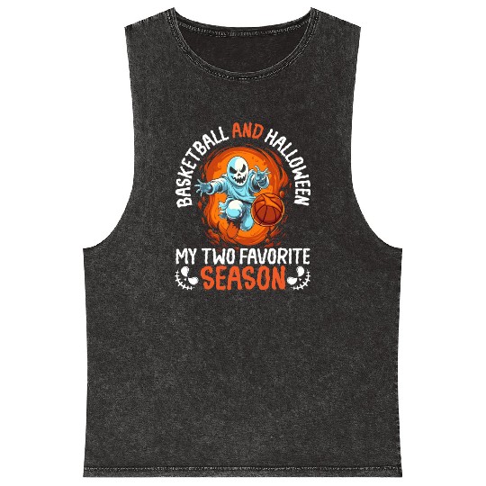 Basketball Halloween Trick Or Treat Spooky Baller Mineral Wash Tank Tops