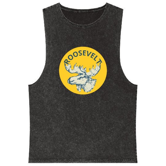 Teddy Roosevelt Bull Moose Py Mineral Wash Tank Tops